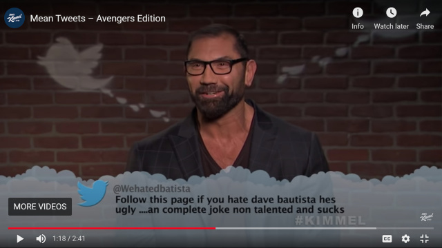 Dave Bautista - Celebrities Read Mean Tweets About Themselves (videos)